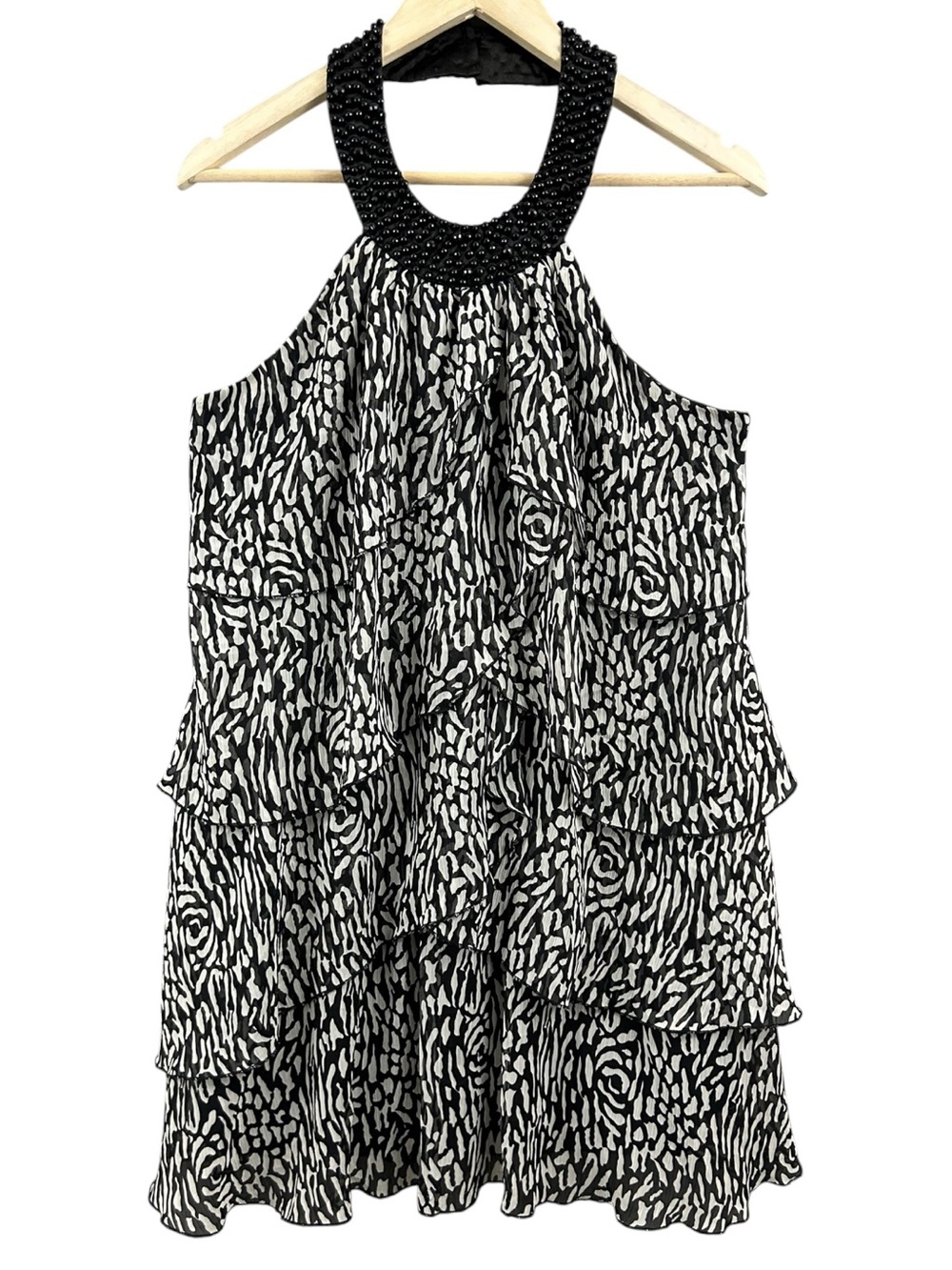 Coco & Tashi Tiered Beaded Halter Neck Blouse Size Large